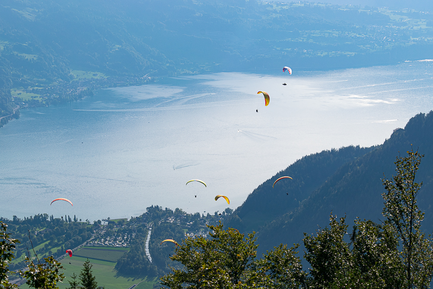 Suíça - Interlaken - Harder Kulm - Lago Thun e Paragliders