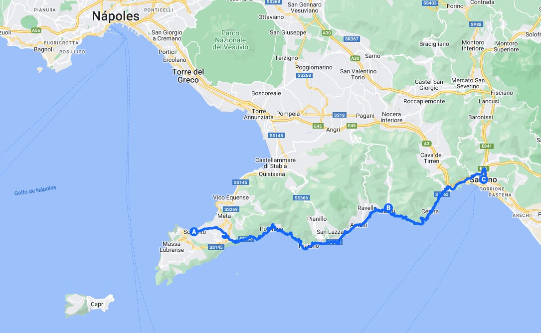 MAPA COSTA AMALFITANA